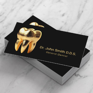 Cartão De Visita Dentista Professional 3D Dourado Dental Care