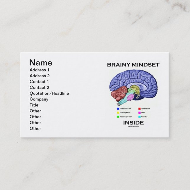Cartão De Visita Dentro Brainy Mindset (Cérebro Anatômico) (Frente)