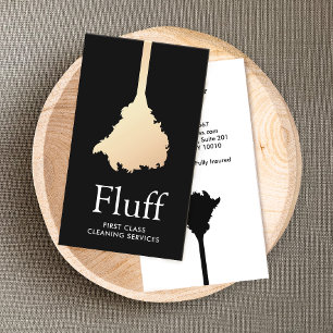 Cartão De Visita Derrame Dourado de pena de limpeza da casa