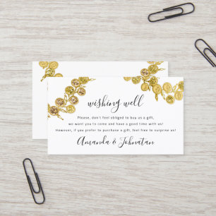 Cartão De Visita Desejo Bem Casado Ouro de Presente Terra Elegante