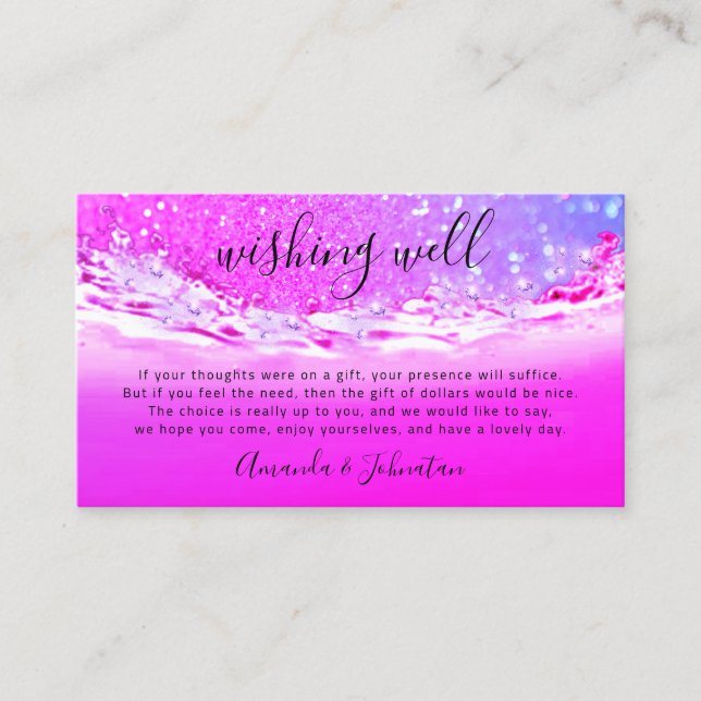 Cartão De Visita Desejo Bem Para Dólar De Casamento Dinheiro De Pre (Frente)