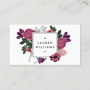 Cartão De Visita Desenhista floral moderno do branco do motivo do