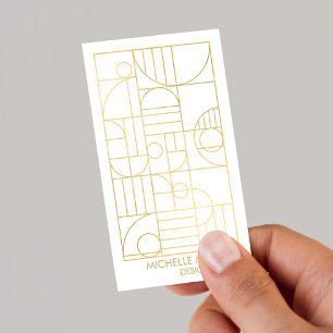 Cartão De Visita Desenhista geométrico moderno do ouro do falso do