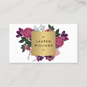 Cartão De Visita Desenhista Luxe do motivo floral moderno escuro do