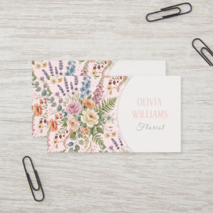 Cartão De Visita Desenho Botânico Floral Vintage Elegante