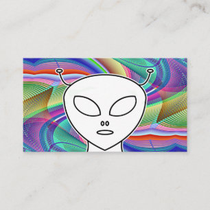 Cartão De Visita Desenho da linha de Alienígena da cinza