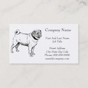 Cartão De Visita Desenho De Cão Elegante De Pug Cute