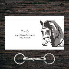 Cartão De Visita Desenho de Cavalo e Bit de Carrapato na Cinza