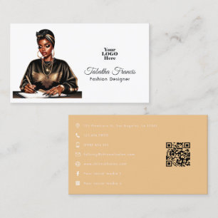 Cartão De Visita Desenho de Empoderamento de Mulher Afro-Negra Ousa