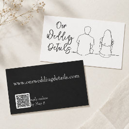 Cartão De Visita Desenho de Linha Casal RSVP Orçamento Casamento Có