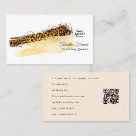 Cartão De Visita Desenho de pinceladas de leopardo africano étnico