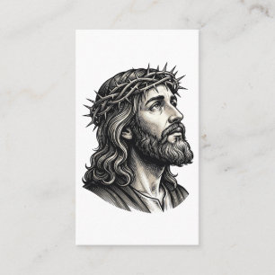 Cartão De Visita Desenho de retrato de coroa de espinhos de gravura