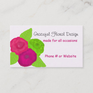 Cartão De Visita Desenho Floral Elegante Flores Ousadas