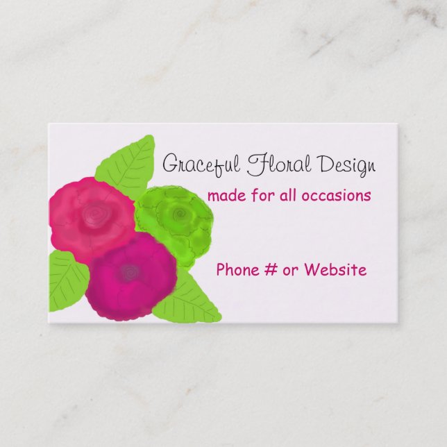 Cartão De Visita Desenho Floral Elegante Flores Ousadas (Frente)
