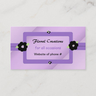 Cartão De Visita Desenho Floral Roxo e Preto