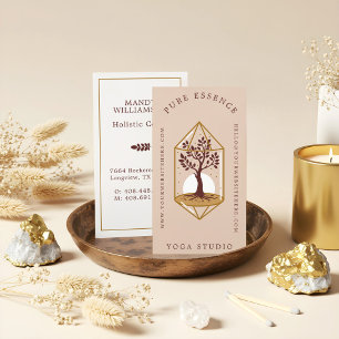 Cartão De Visita Desenho Holístico de Treinador de Cristal da Árvor