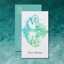 Desenho vintage - Reflexo do cisne - verde