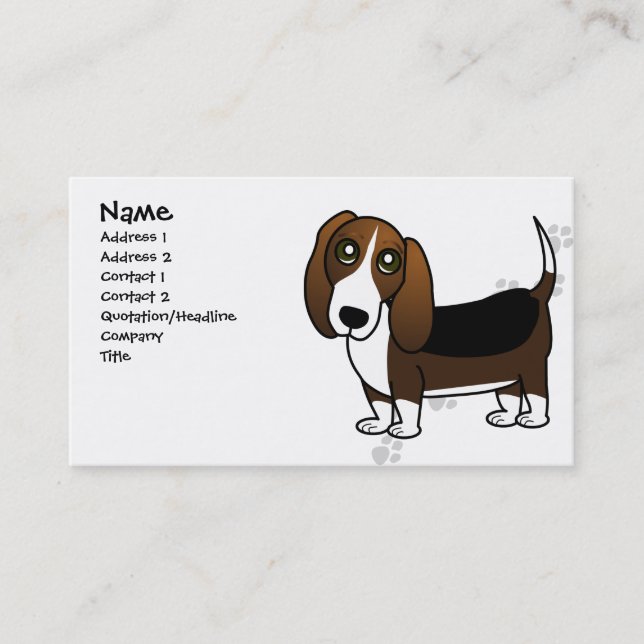 Cartão De Visita Desenhos animados bonitos de Basset Hound - Brown (Frente)