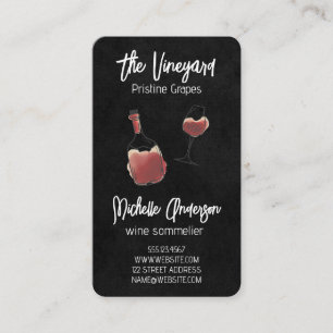 Cartão De Visita Desenhos de Garrafas de Vinho Artísticos Restaur