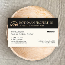 Cartão De Visita Desenvolvedor de Imóveis Dourados Elegante