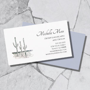 Cartão De Visita Deserto do Sudoeste do Cactus Negro Branco