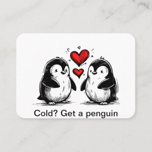 Cartão De Visita Desfile de Amor de Pinguins