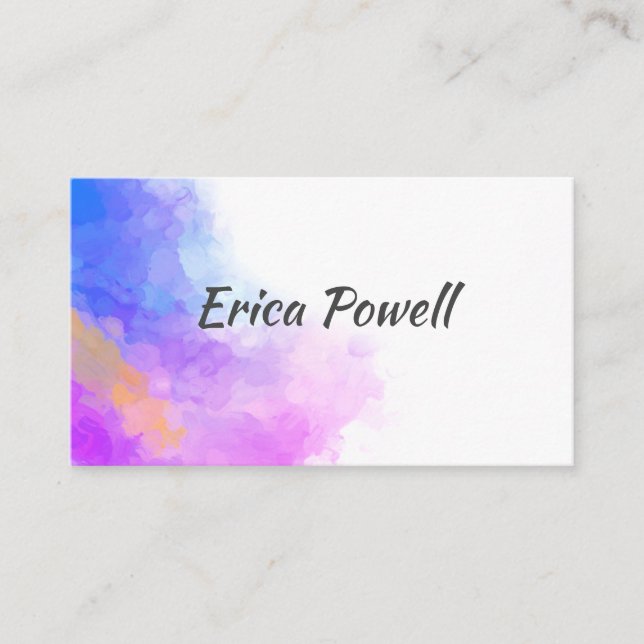 Cartão De Visita design abstrato de aquarela azul e roxa moderna (Frente)