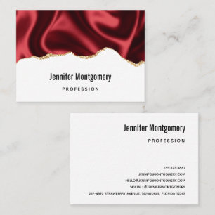 Cartão De Visita Design Abstrato de Cetim Ondulado Vermelho Escuro 