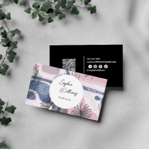 Cartão De Visita Design abstrato elegante com código QR