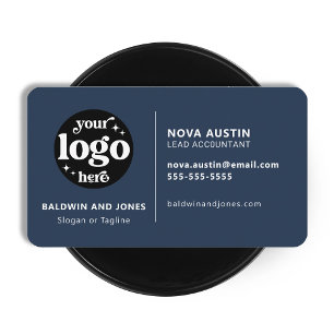 Cartão De Visita Design Azul Simples Profissional com Logotipo