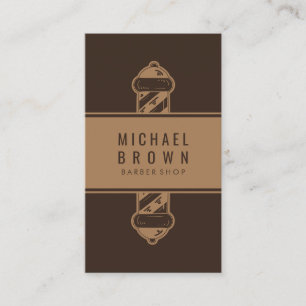 Cartão De Visita Design Barber com logotipo marrom cabelo salão com