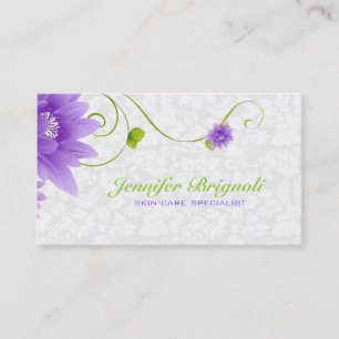 Cartão De Visita Design branco e verde roxo