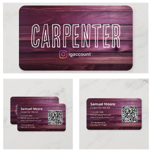 Cartão De Visita Design Carpinteiro Rústico Código QR Marcenaria