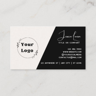 Cartão De Visita Design Chic & Moderno de Preto e Branco