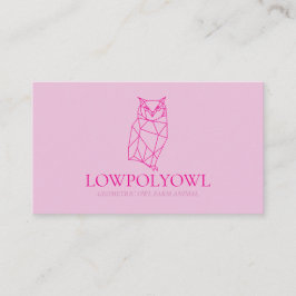 Cartão De Visita Design de Animal para Coruja Lowpoly Rosa Profissi