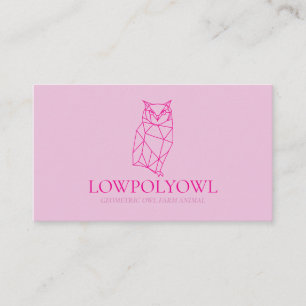 Cartão De Visita Design de Animal para Coruja Lowpoly Rosa Profissi
