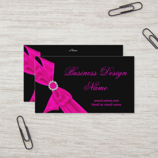 Cartão De Visita Design de Arco de Diamante Rosa Quente Preto Elega