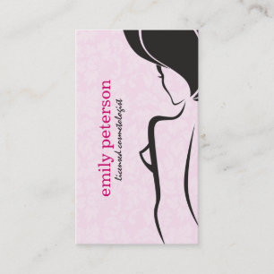 Cartão De Visita Design de Beleza/Cosmetologia Preta E Rosa