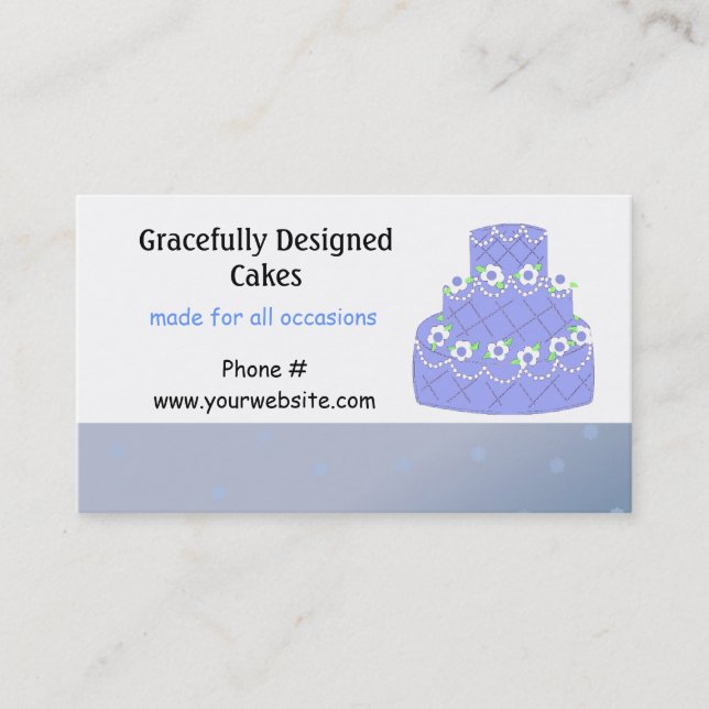 Cartão De Visita Design de Bolo de Casamento Azul Claro (Frente)