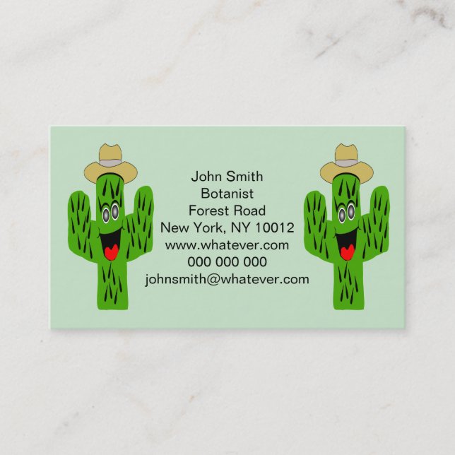 Cartão De Visita Design de Cactus (Frente)
