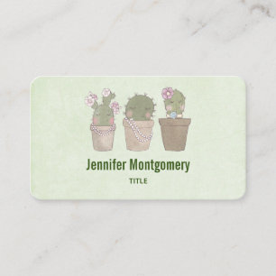 Cartão De Visita Design de Cactus Trio Watercolor com Sorriso Bonit