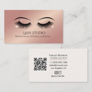 Cartão De Visita Design de Cílios de Luxo com código QR