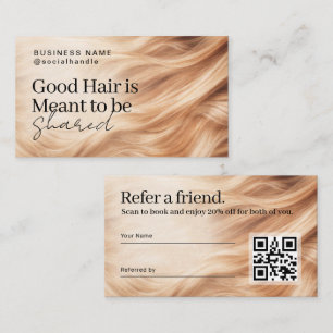 Cartão De Visita Design de Código Qr de Referência de Cabelo Elegan