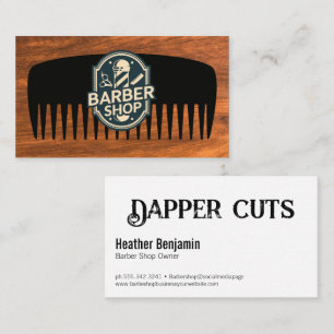 Cartão De Visita Design de Crachá de Barbearia   Pente   Grão de Ma