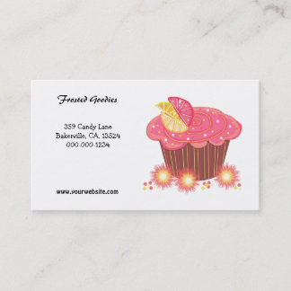 Cartão De Visita Design de Cupcake Rosa Doce