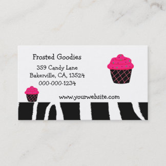 Cartão De Visita Design de Cupcake Rosa Neon