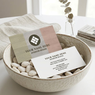 Cartão De Visita Design de Interiores Chic Pastel Textura de Madeir