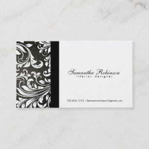 Cartão De Visita Design de interiores preto e branco elegante do