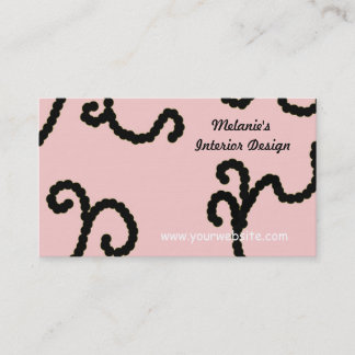 Cartão De Visita Design de Interiores Rosa e Preto