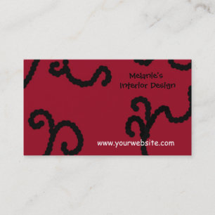 Cartão De Visita Design de Interiores Vermelho e Preto Sofisticado